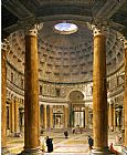 Rome Canvas Paintings - The Interior of the Pantheon, Rome, Looking North from the Main Altar to the Entrance